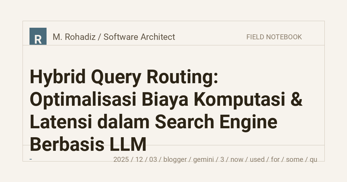 Hybrid Query Routing: Optimalisasi Biaya Komputasi & Latensi dalam Search Engine Berbasis LLM