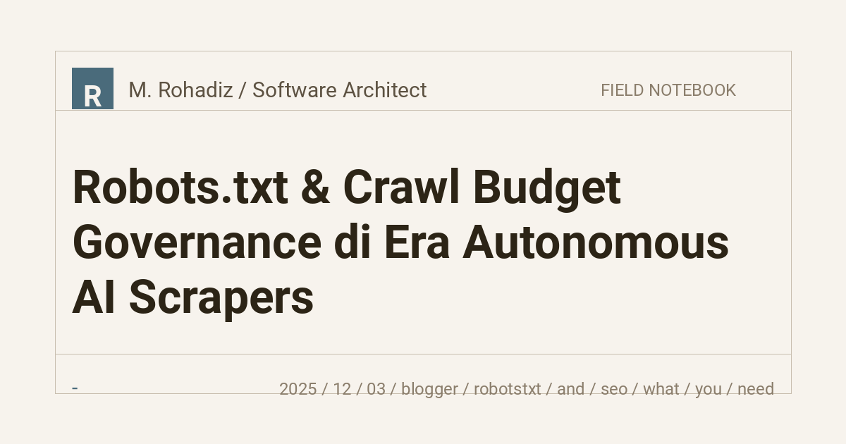 Robots.txt & Crawl Budget Governance di Era Autonomous AI Scrapers