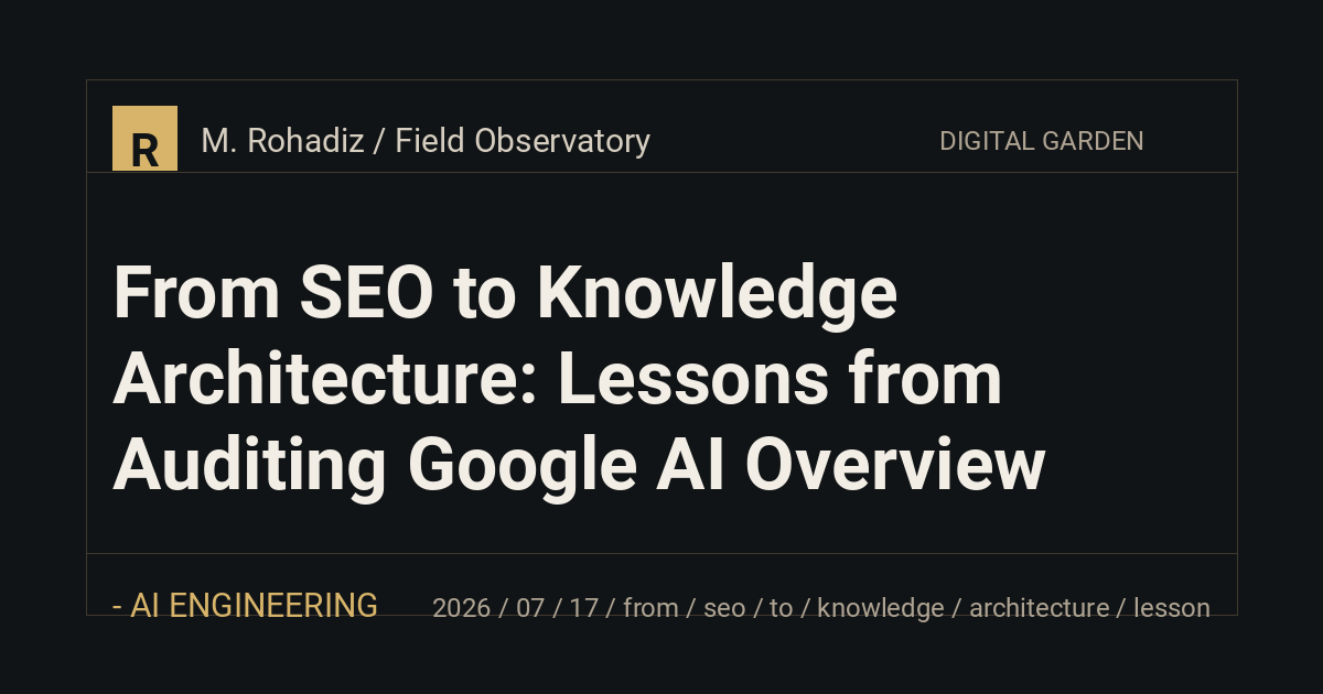 From SEO to Knowledge Architecture: Lessons from Auditing Google AI Overview