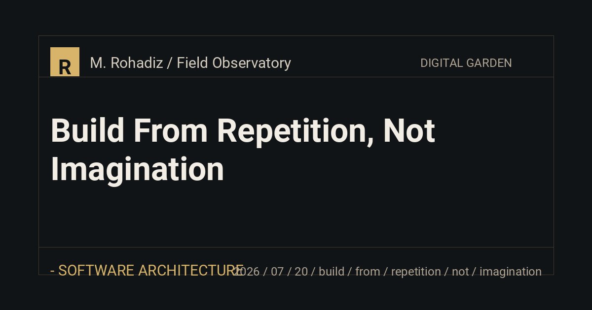 Build From Repetition, Not Imagination