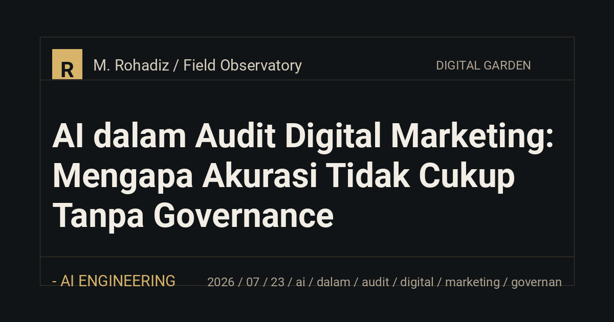 AI dalam Audit Digital Marketing: Mengapa Akurasi Tidak Cukup Tanpa Governance