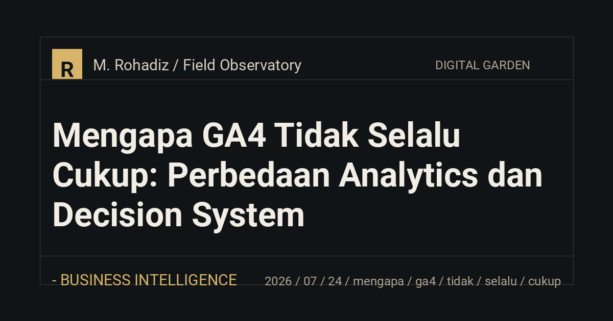 Mengapa GA4 Tidak Selalu Cukup: Perbedaan Analytics dan Decision System