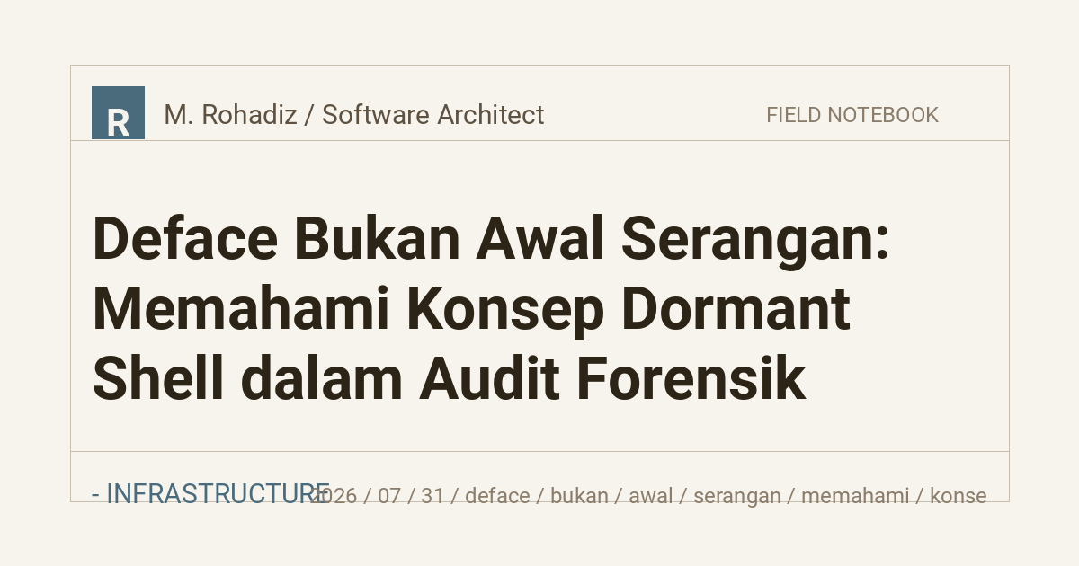 Deface Bukan Awal Serangan: Memahami Konsep Dormant Shell dalam Audit Forensik