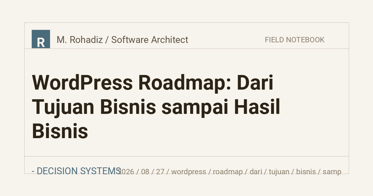 WordPress Roadmap: Dari Tujuan Bisnis sampai Hasil Bisnis